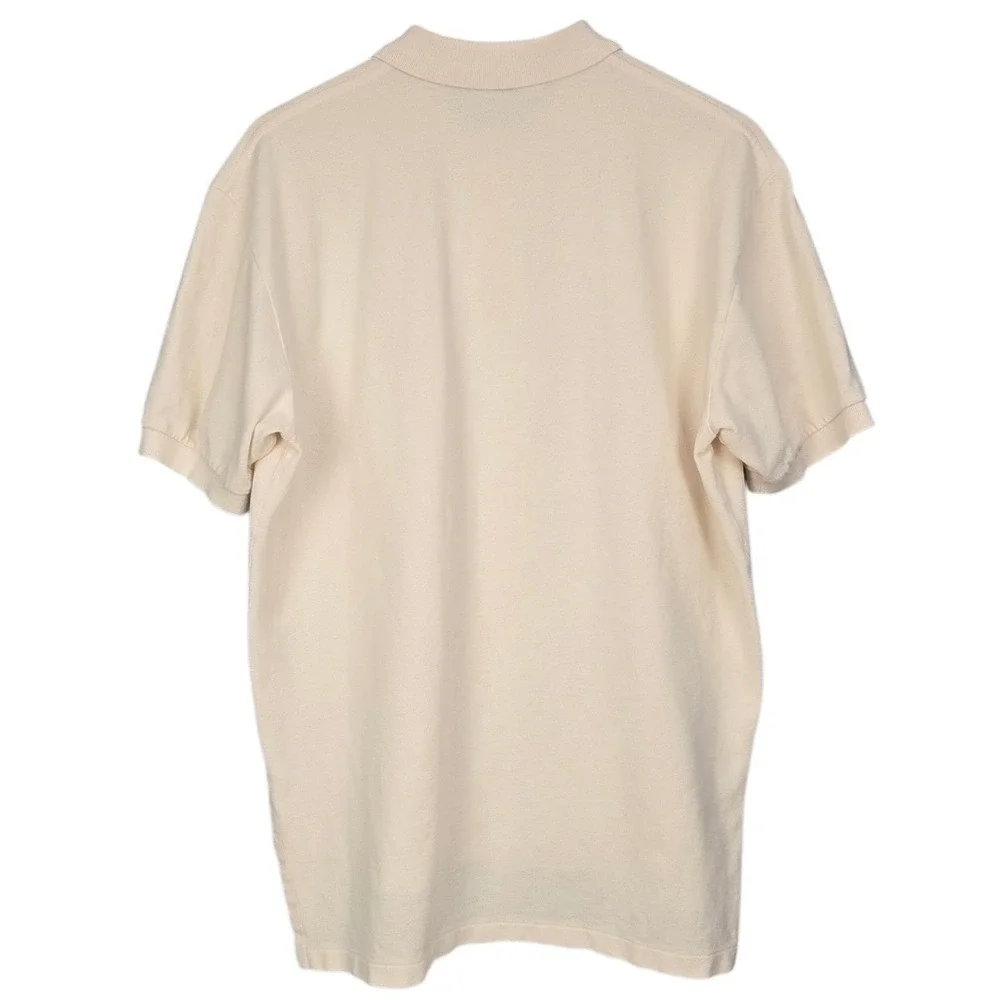 Polo Ralph Lauren Polo Shirt Mens Large Cream Ivory Short Sleeve Cotton Vintage